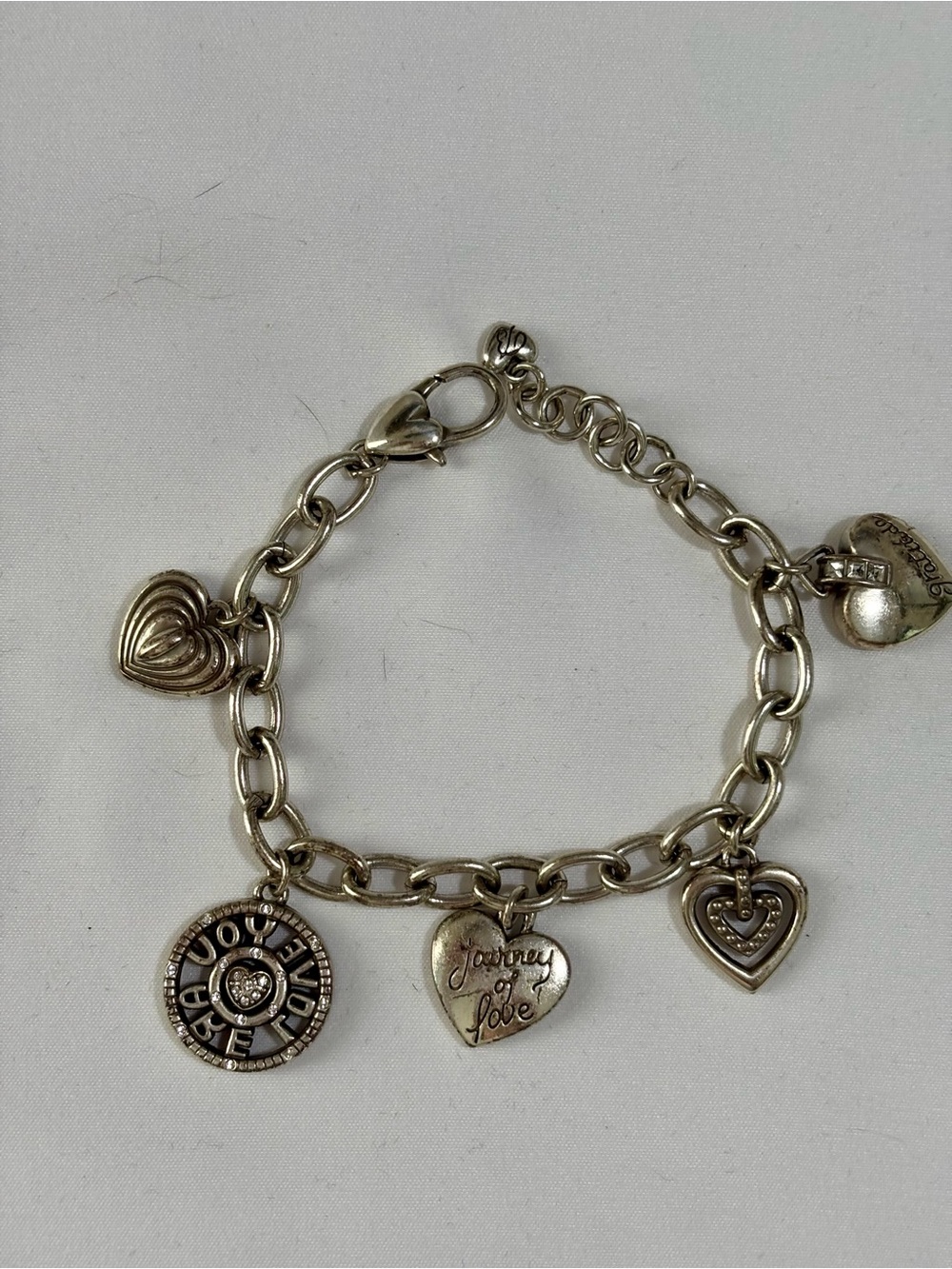 Vintage Brighton Retired Charm Bracelet  7” POWER OF PINK